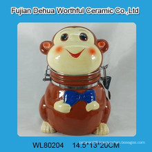 Cutely monkey design ceramic seal pot